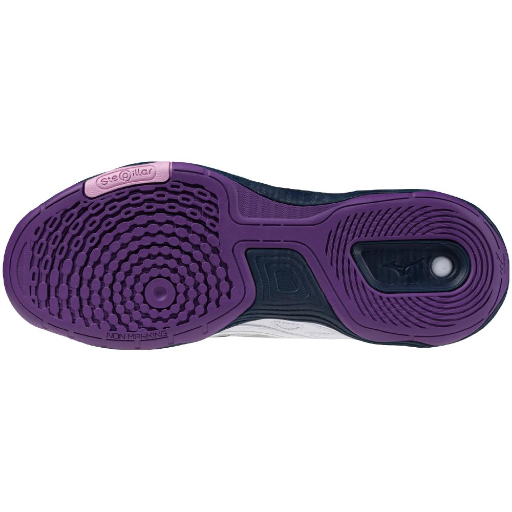 Mizuno Table Tennis Shoes Wave Medal 7 Stability Cushioning Resilience White x Pink x Purple cm 2E 25.0