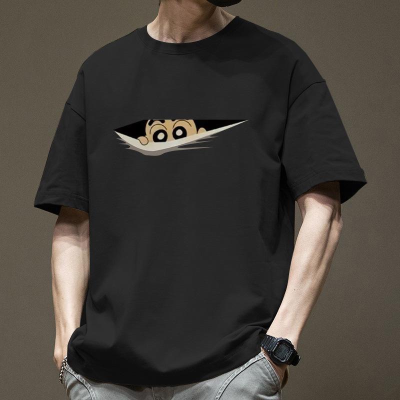 Men's Cotton Short-sleeved Printed Crew Neck Top Loose T-Shirts Men’s