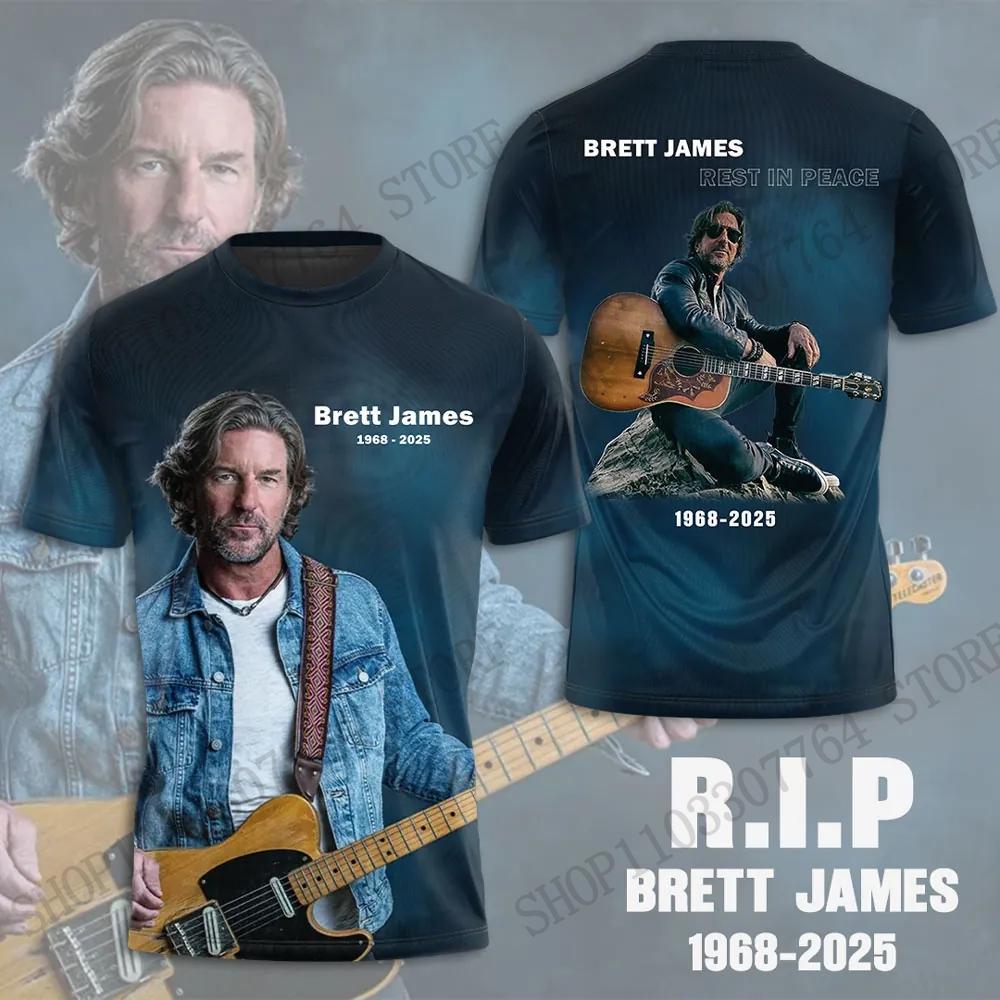 2026 New Retro Singer Brett James RIP 3d Print T-shirt Men Women Fashion Street Plus size Short Sleeve Tops Tee Men Clothing Fan