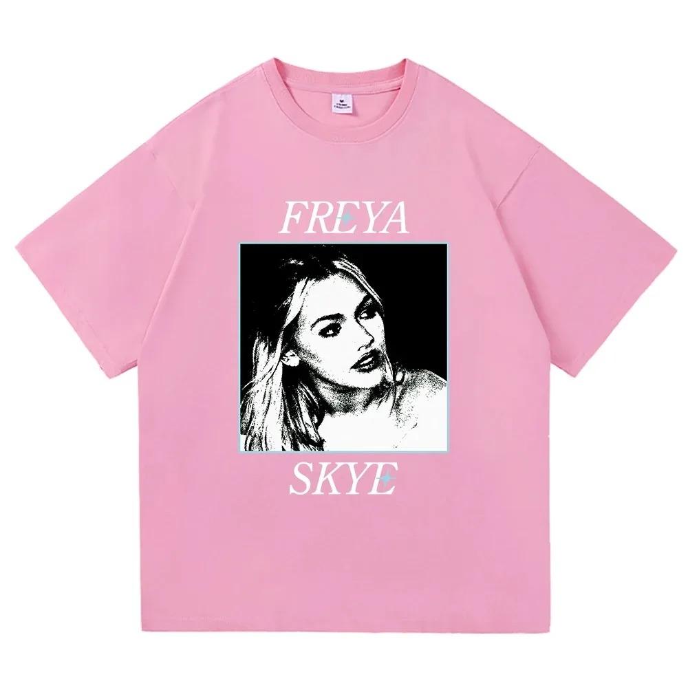 Freya Skye Vintage Halftone Porträt Grafik Unisex Schweres Übergroßes Streetwear Schwarzes T-Shirt für Musik & Popkultur-Liebhaber