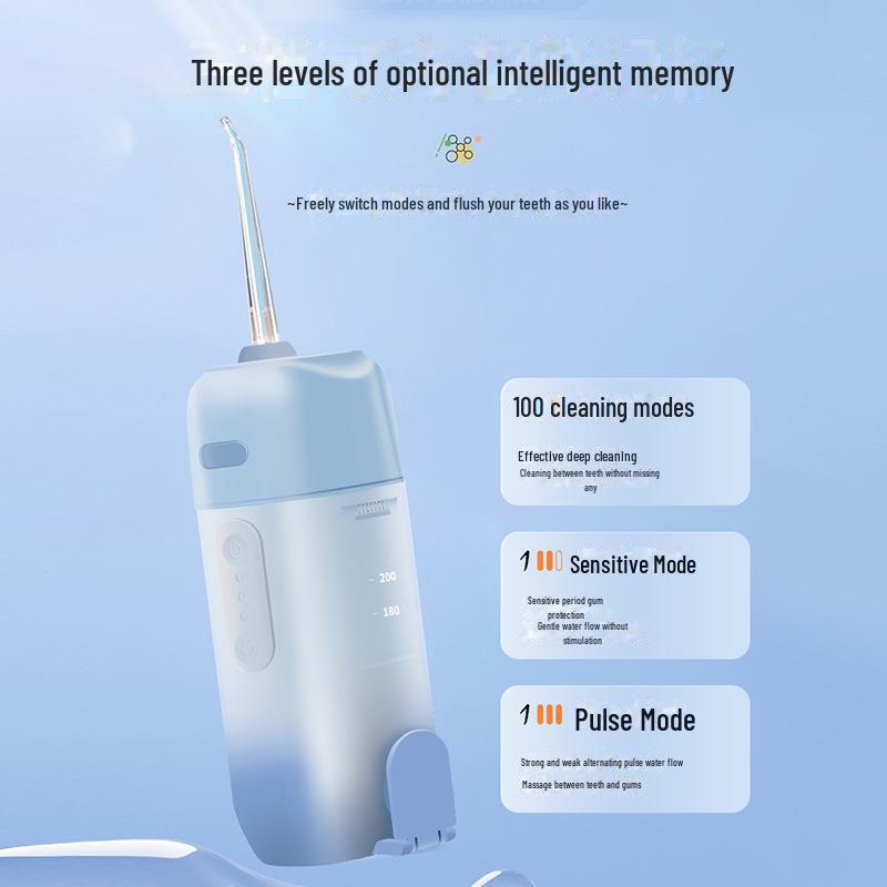 Portable Electric Ultrasonic Water Flosser with Telescopic Tank - Waterproof Oral Cleaner and Tartar Remover