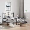 Vidaxl Struttura Letto in Metallo con Testiera e Pediera, Nera, 100X190Cm