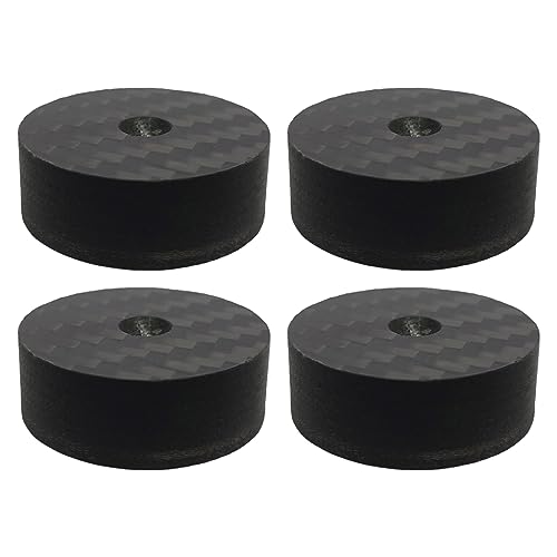 nanomaru 30x10mm 4K Carbon Fiber Insulators for Speaker Spikes, Spiked Bases for Audio Speakers, Anti-Vibration, Shock Absorption, Black, Set of 4