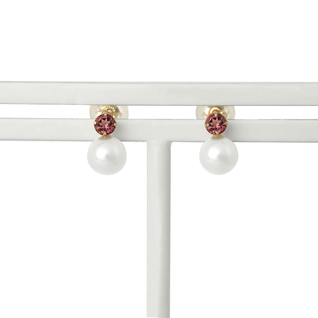 ESTELLE [WEB Exclusive] October Birthstone Pink Tourmaline K10 Yellow Gold Earrings 0242-0728-0019-0000