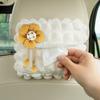 Bow Flower Car Tissue Box Puff Grid Paper Organizer Storage Bag  for Car Back Seat