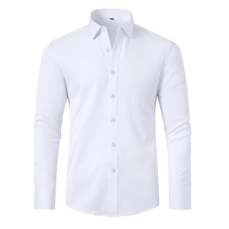 Chemise Stretch à Manches Longues Slim Fit pour Homme - Couleur Unie, Business Décontracté