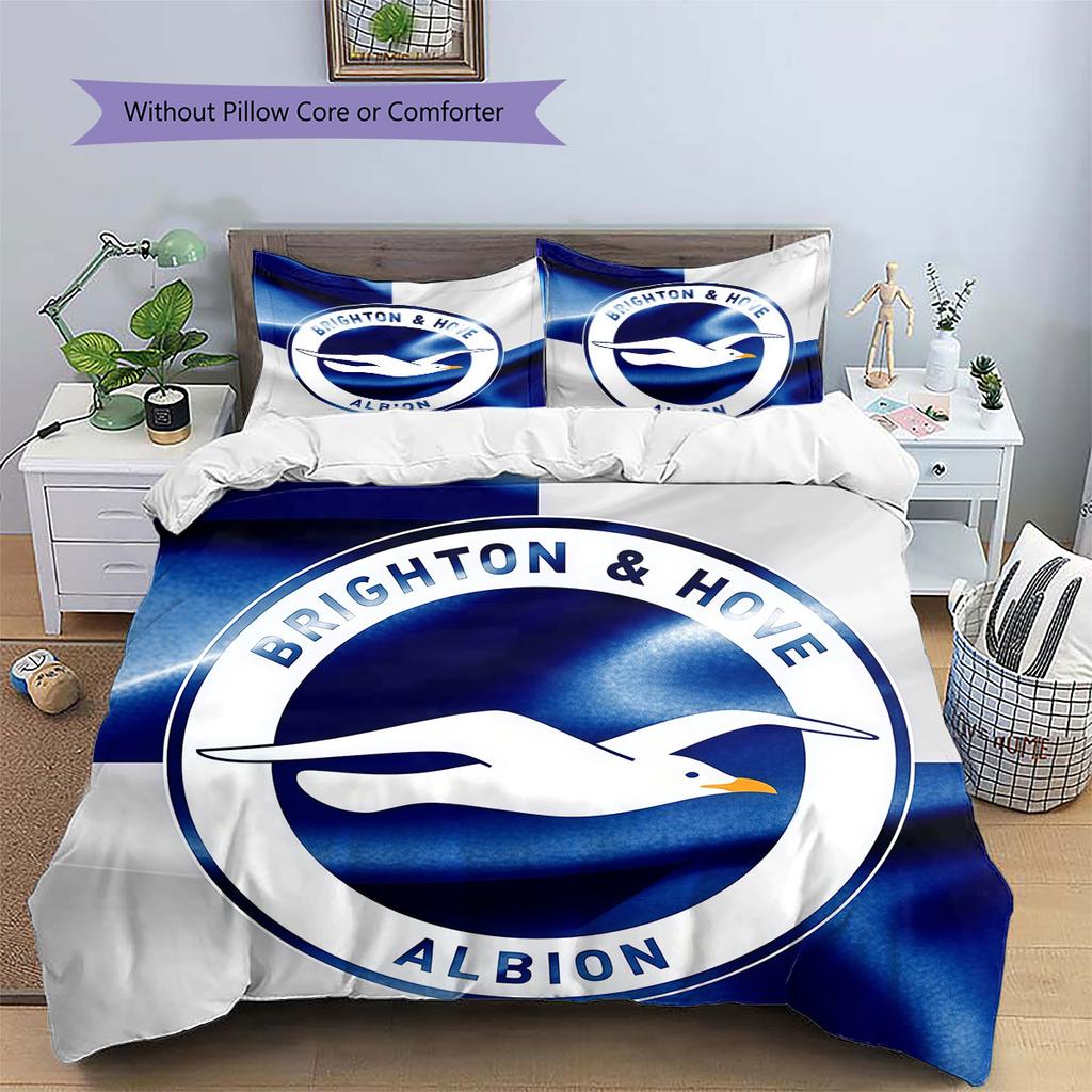 Brighton & Hove Albion Pattern Bedding,Quilt Set Quilt Cover Pillowcase Home Birthday Gift(1 * Duvet Cover + 2 * Pillowcase, Without Core)