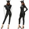 Frauen Cosplay Kostüm Katzenanzug Enger Overall Bodysuit Uniform Frau Schwarzer Catsuit