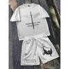 2026 Summer New Unisex Short-Sleeved Shorts Set with 3D Wings Pattern Print for Street Casual Fashion Comfortable and Soft