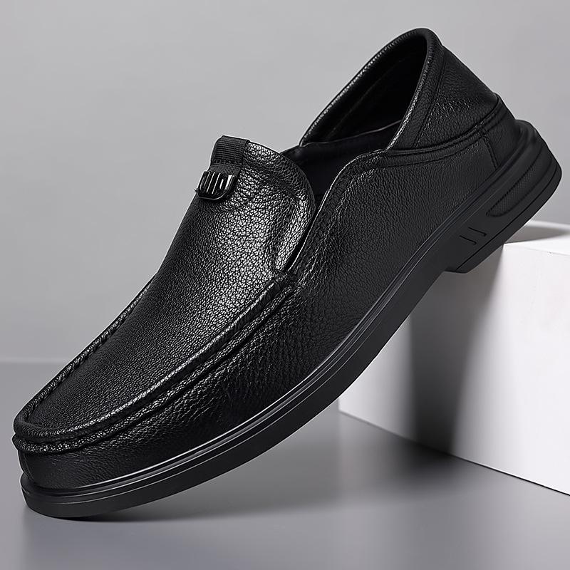 New autumn sheepskin men's beanie shoes genuine leather loafers men's casual leather shoes high-end single shoes round head men's shoes