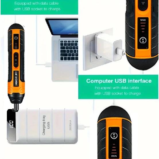 JANGKLIFE Cordless Electric Screwdriver Rechargeable 1300mah Lithium Battery Mini Drill 3.6V Power Tools Set