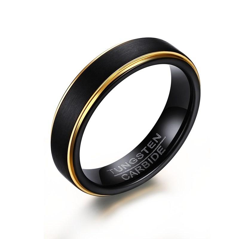 Tungsten Steel Ring Black Tungsten Steel 5mm Black Gold Graduation Season Ring