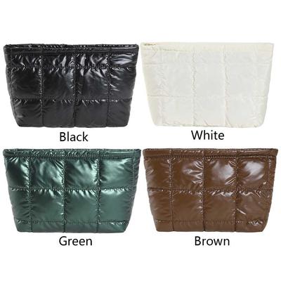 Women Cosmetic Pouch Padded Quilted Makeup Storage Bag Large Capacity Makeup Organizer Bag Solid Color Puffer Makeup Bag