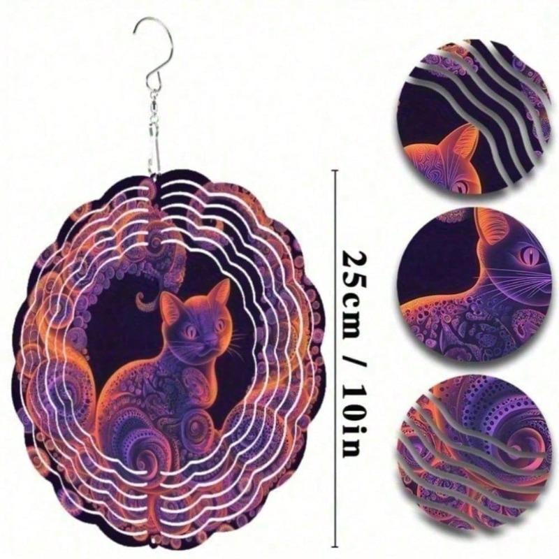 

Whimsical Mandala Wind Chime Outdoor Garden Handmade Cat Design Vibrant Metal Gift TYC00325 різнокольоровий