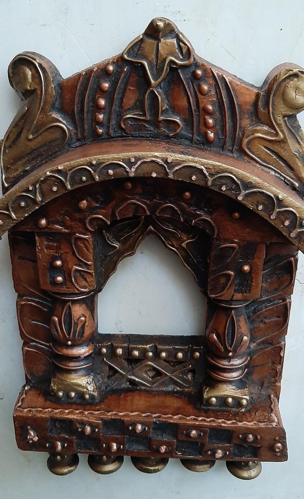 Handmade Wooden Jharokha: Rajasthani Mina Painted Wall Hanging