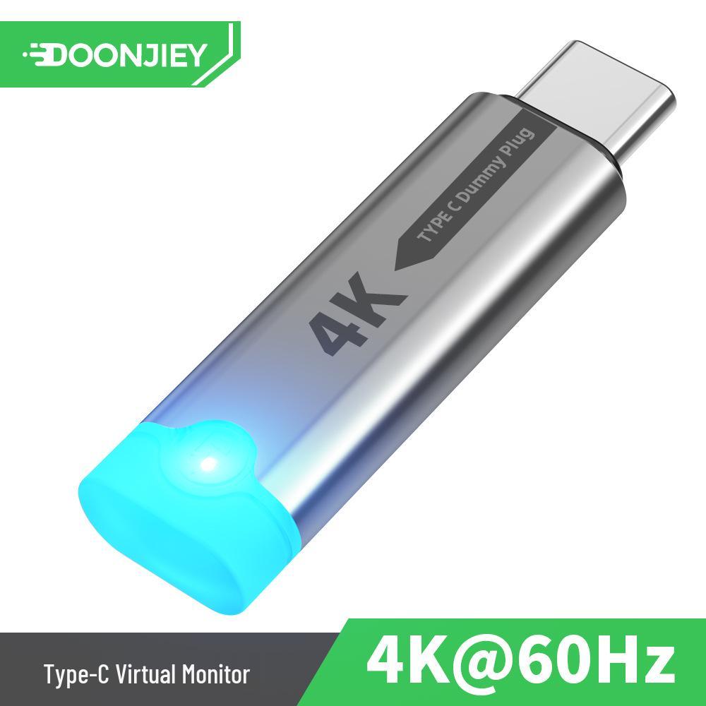 

Спуфер відеокарти USB-C: Зовнішній віртуальний дисплей для ноутбуків - Ідеальний для AFK-геймінгу та дистанційного керування DP Virtual Display сірий колір
