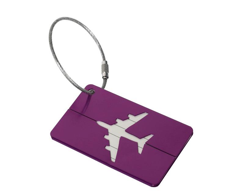 Aluminium Alloy Aircraft Luggage Tag with Name Travel Luggage Tag ID Card Anti-lost Solid Colour Travel Accessories