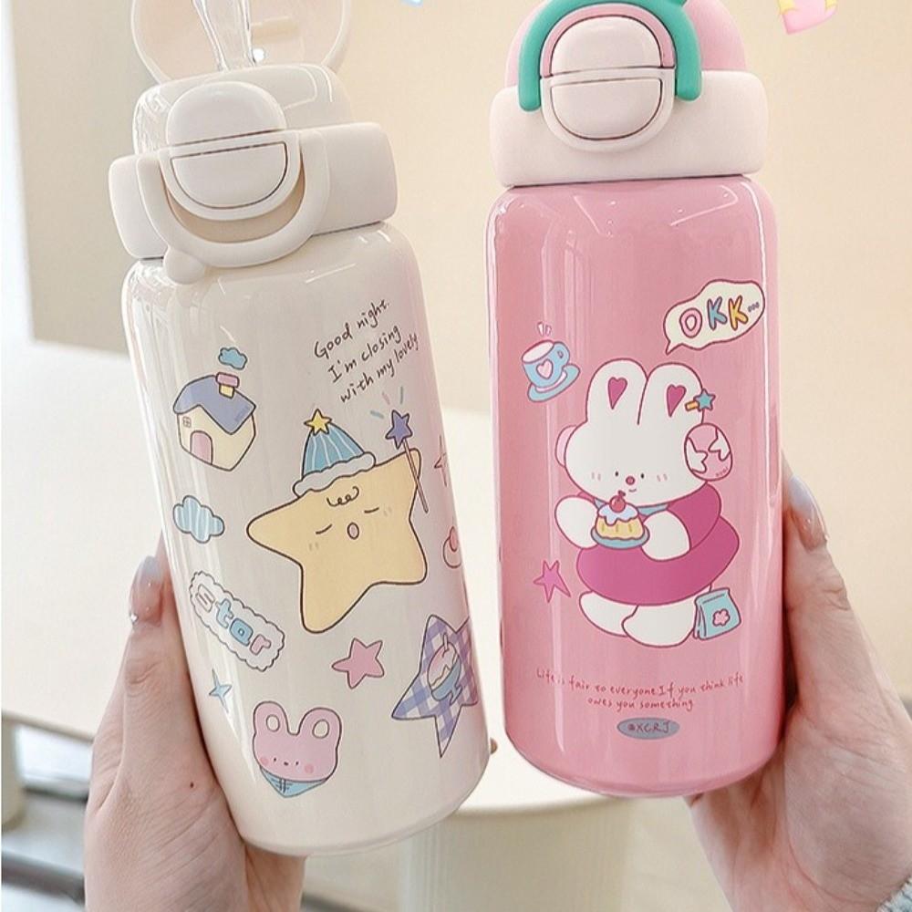 500ml Coffee Mug Stainless Steel Students Sippy Cup Cute Travel Water Bottle