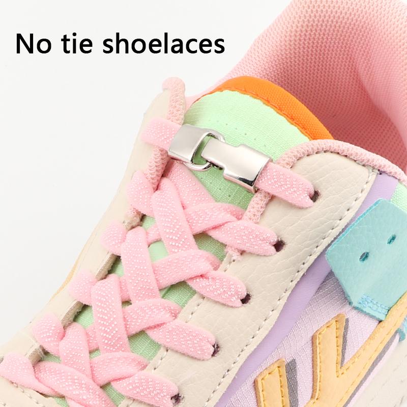 No Tie Shoe Laces Flat Metal Buckle Elastic Shoelaces Casual Shoes for Men and Women Lazy Shoelace Rubber Band Shoestring
