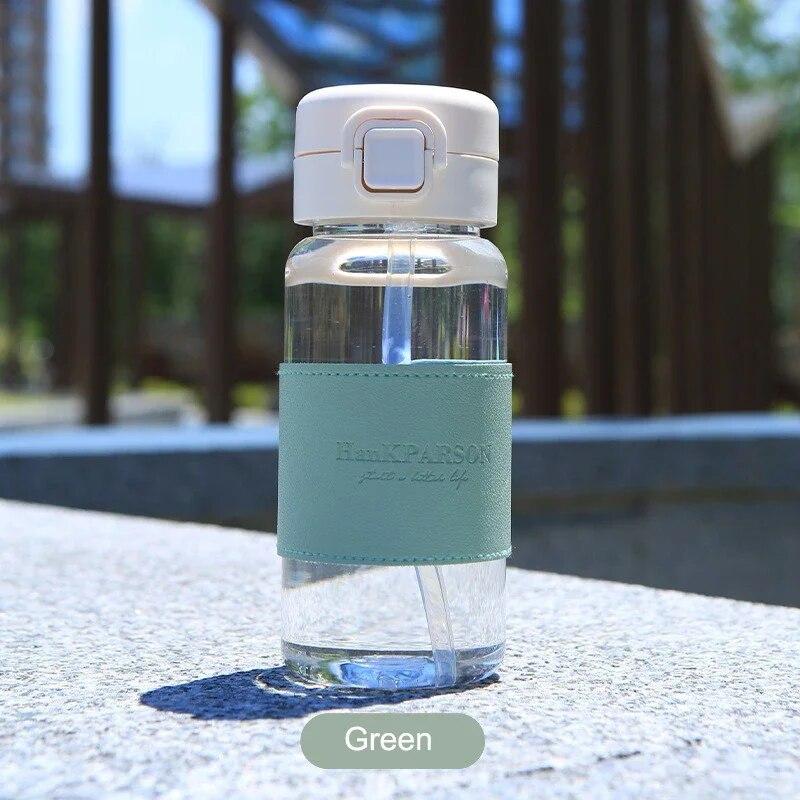 1 adet yaratıcı pipetli su şişesi taşınabilir sevimli plastik içme suyu şişesi sızdırmaz Drinkware içme süt kahve çay
