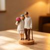 3D Printed Elderly Couple Figurines Old Couples Ornament with Wood Carving Texture Romantic
