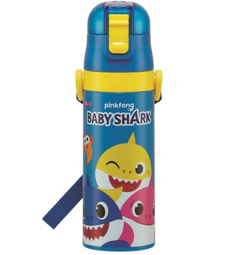 Skater Baby Shark Kids Water Bottle, 470ml, Direct Drink, for Boys, Insulated, Stainless Steel, Lightweight, Sports Bottle, Kids, Water Jug, SDC4-A