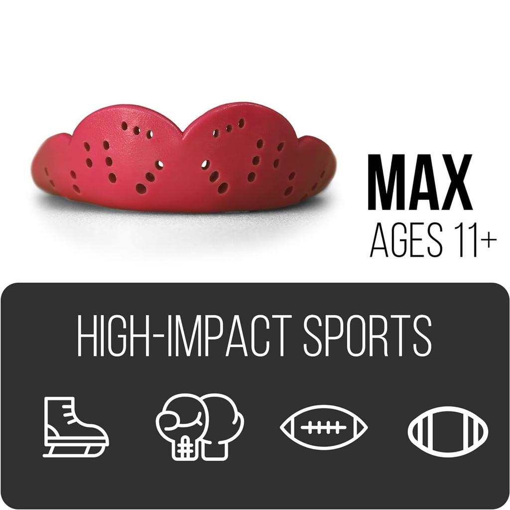 SISU Max Mouthguard Charcoal Black Thin Custom Molded Fit Slim Design Remoldable Up To 20 Times For Impact Sports Works with Braces - 2.4mm - - - - -