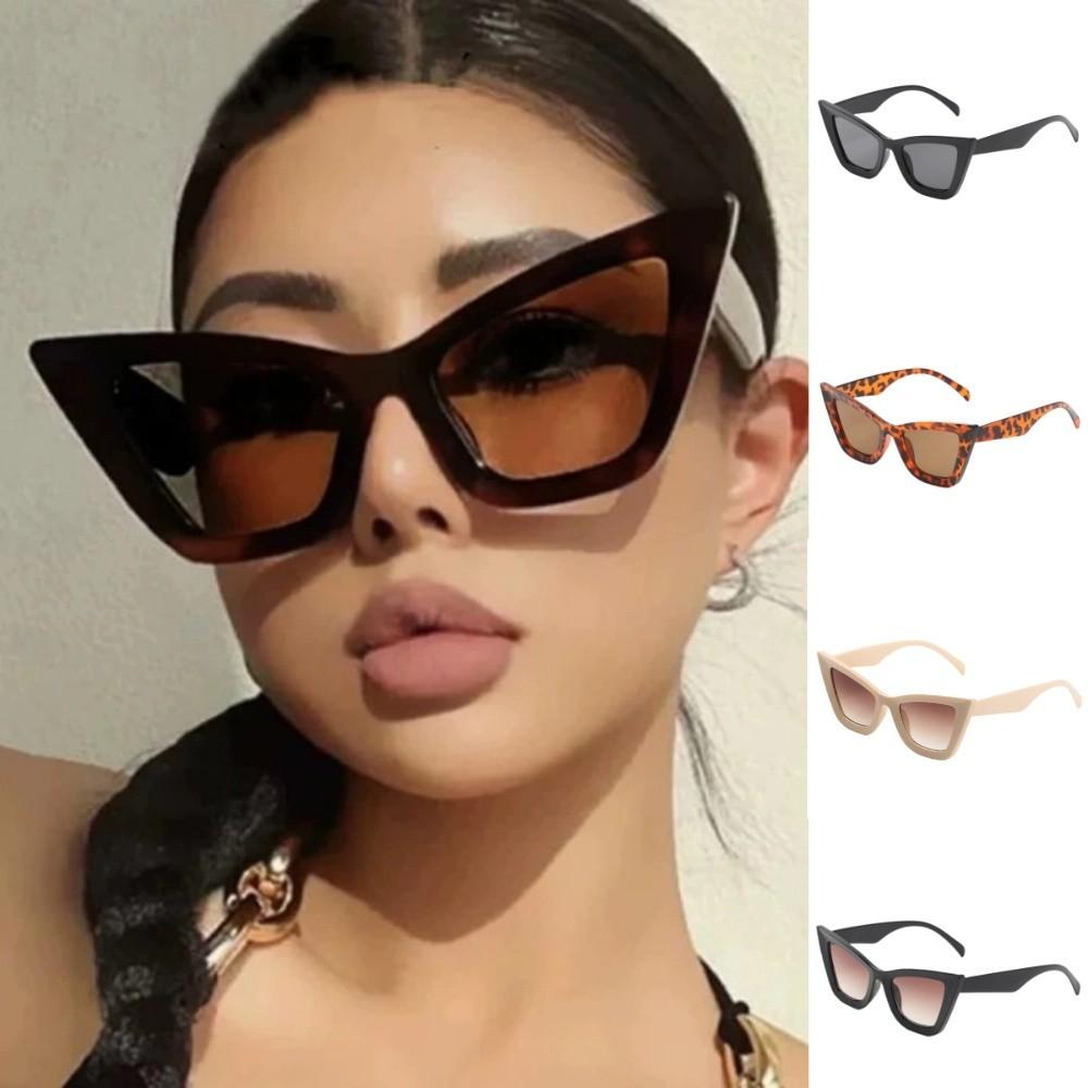 Punk Leopard Print Eyewear Big Frame Wide Legs Sun Glasses Fashion Cat Eye Sunglasses  Outdoor