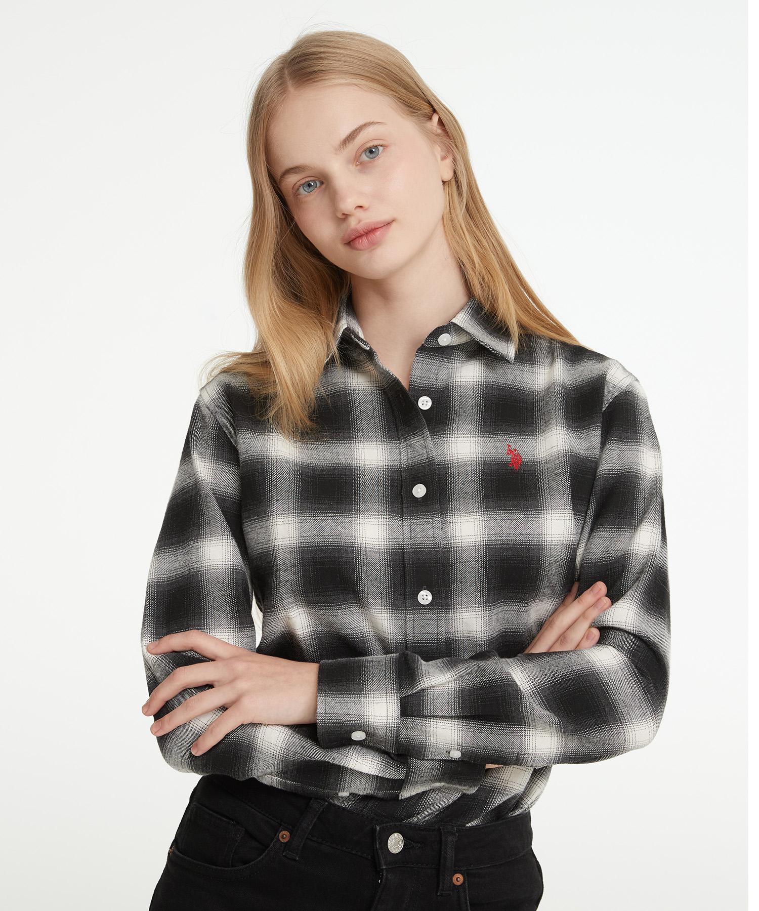 Us Polo Assn Cotton Brushed Shirt_Black Check Black Check/90