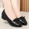 2.5cm Breathable Comfortable Shallow Bow Soft Leather Shoes Women Flats 2025 Fall Square Heels Moccasins Casual for Office Mom