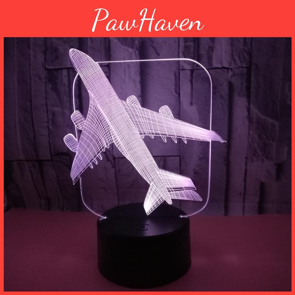 3d Airplane Night Light Kids Bedside Lamp 16 Colors Changing With Remote Control