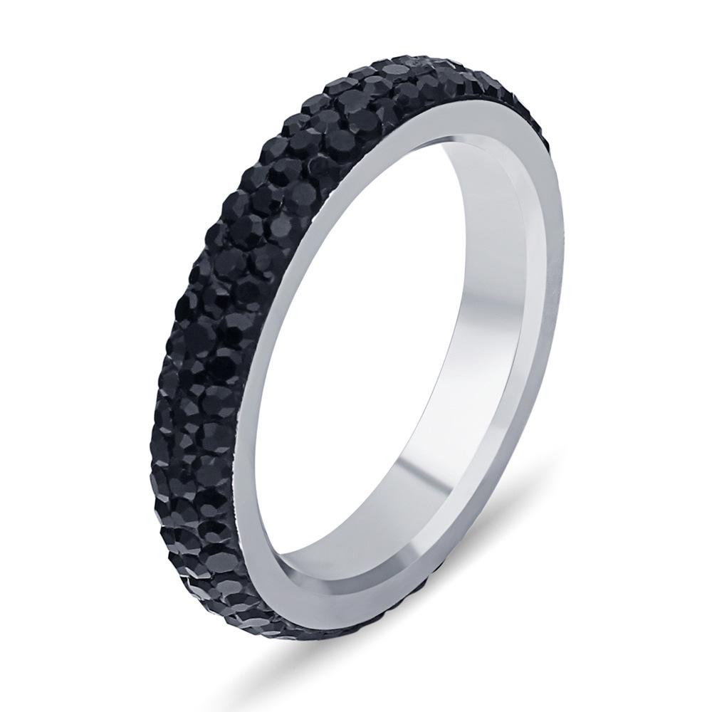 Anello Retro Curvo 6MM in Acciaio Inossidabile con Diamante Incassato - Anello da Nocca in Stile Europeo e Americano per Donna