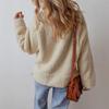 Women's solid color long-sleeved round neck pullover plus size plush jacket