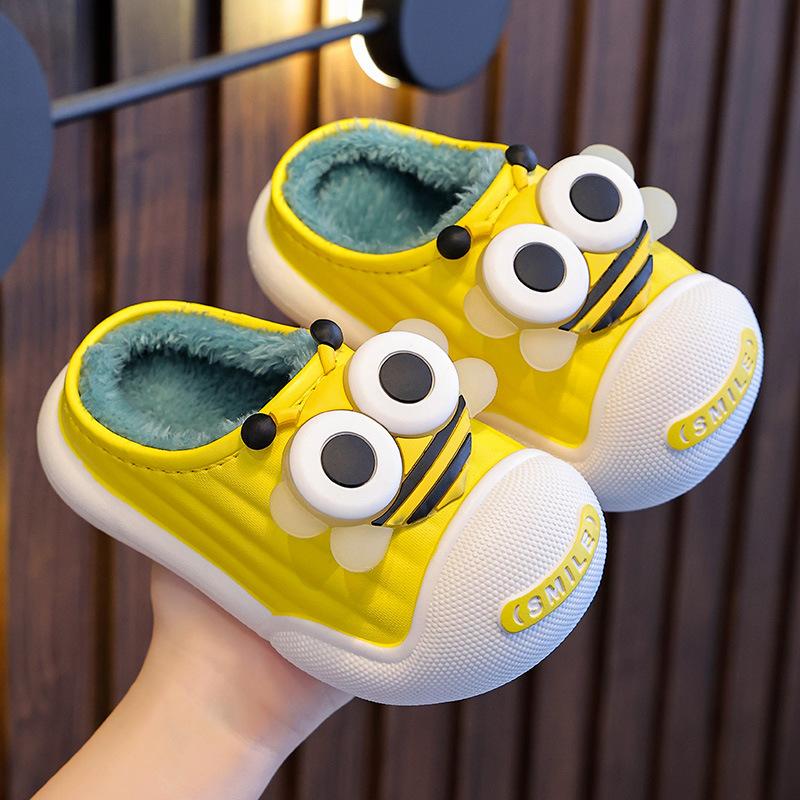 

Детские хлопковые тапочки зимние для дома с плюшевой подошвой size 32/33