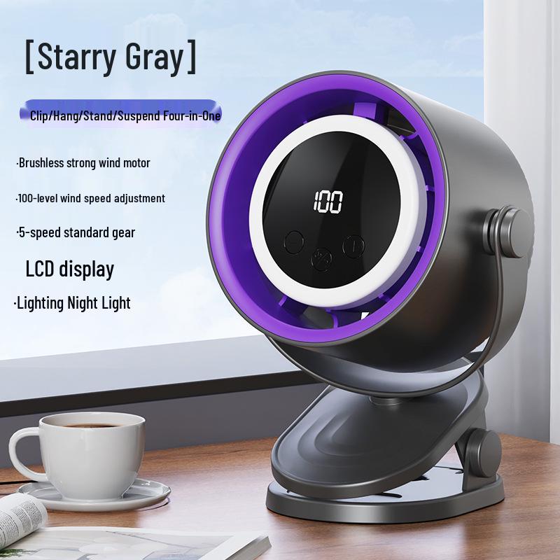 

USB Rechargeable Bladeless Desktop Fan - Silent, Large Wind, Ideal for Dorms & Homes Strong Wind, Smart Display, 100 Levels