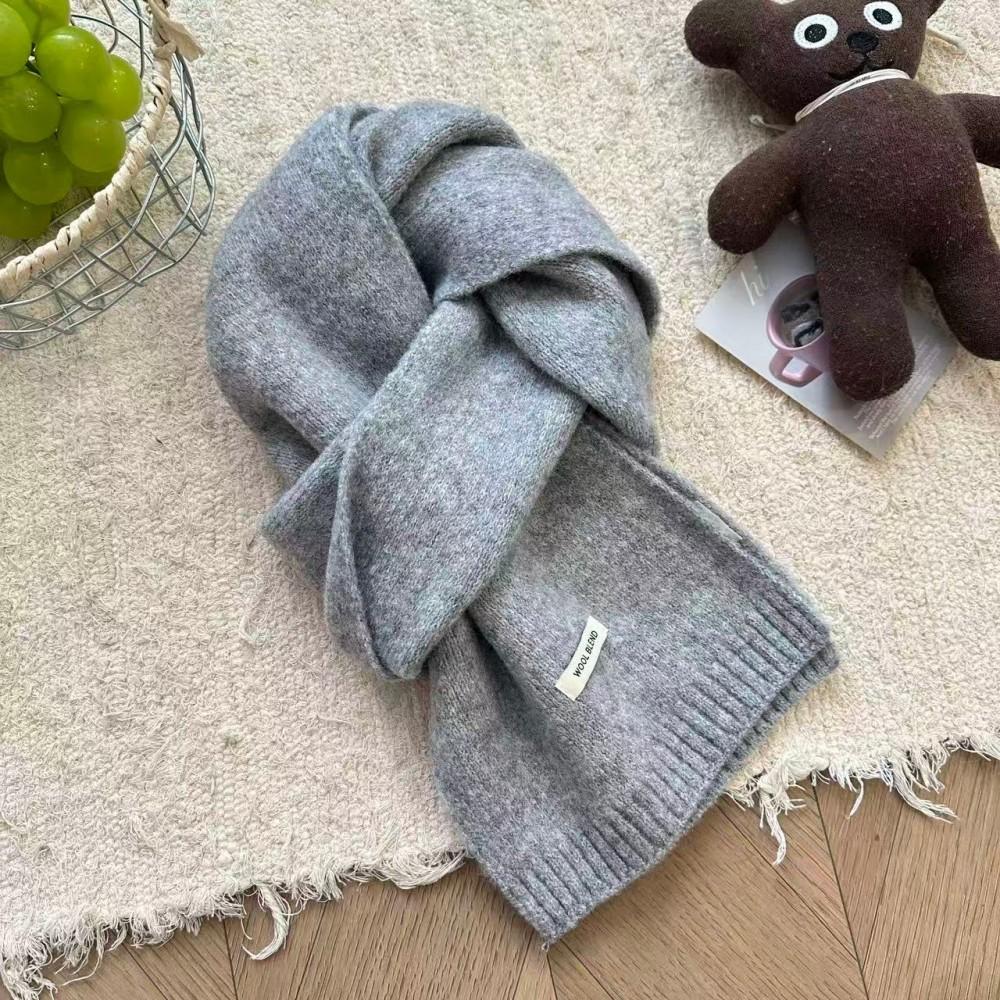 New Year's red soft waxy versatile knitted scarf women's autumn and winter atmosphere white student wool scarf