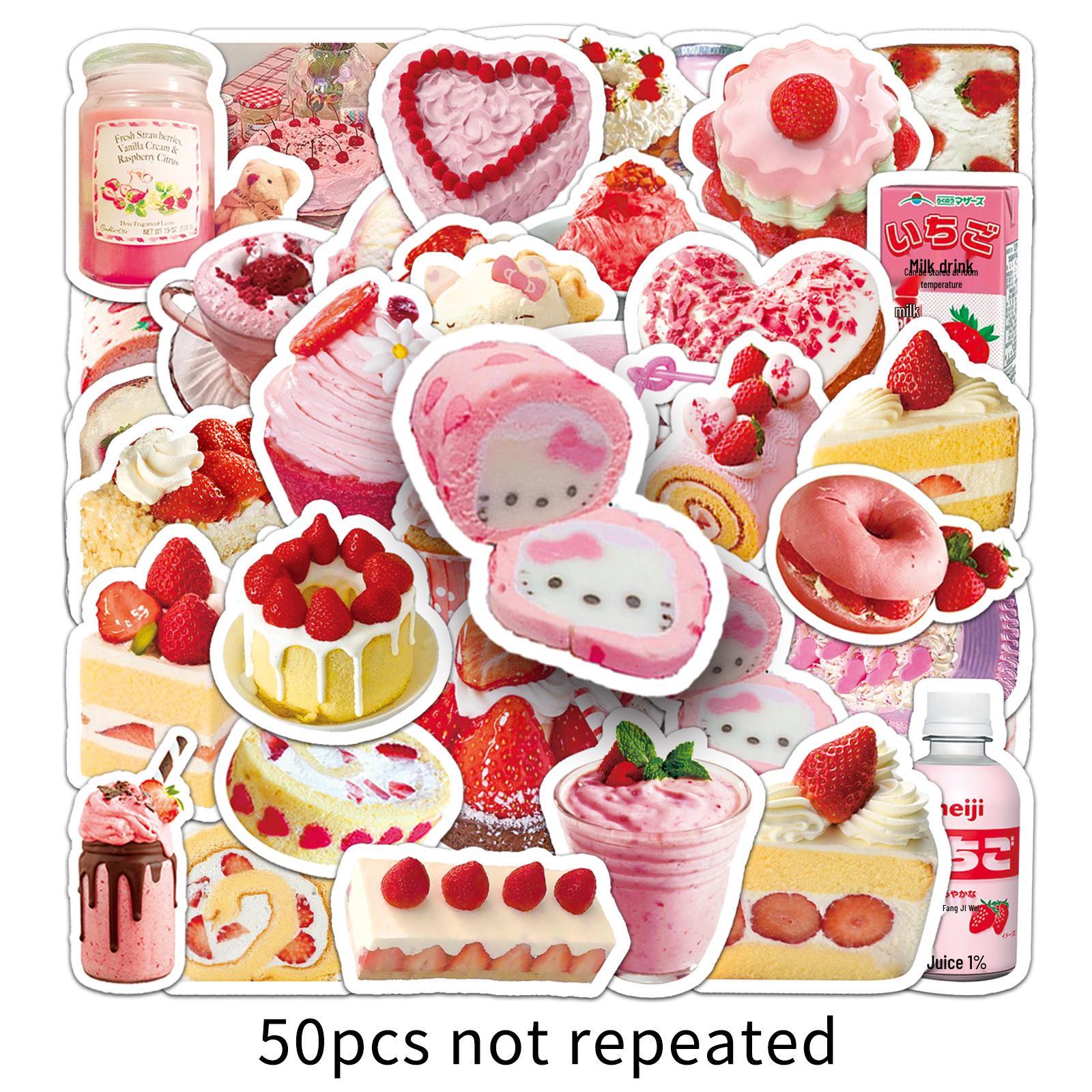 

50PCS INS Style Cute Cake & Dessert Stickers - Delicious Food & Small Mochi Design for Stationery Decoration