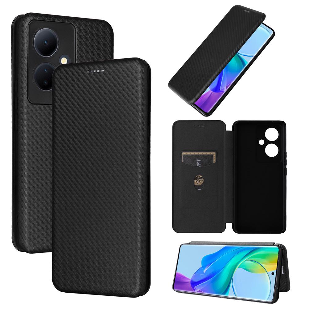 VIVO V29 Lite Multi-card Carbon Fiber Phone Case: Neutral Flip Protective Cover