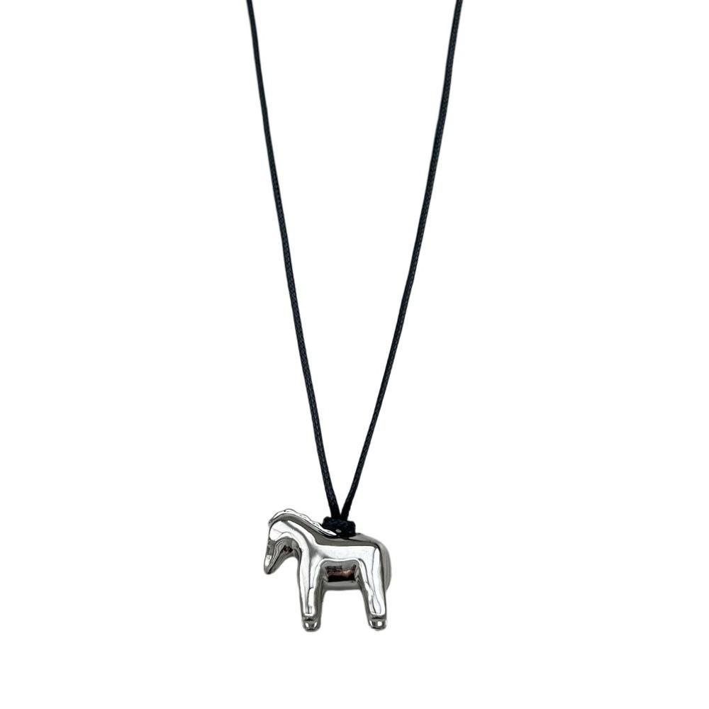Zinc Zinc Alloy Pony Sweater Chain Adjustable Leather Rope Necklace Horse Pendant Necklace Decoration