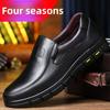 Mens Summer Leather Sandals Breathable Soft Sole Hollow Out Casual Shoes Big Size for Dad Elderly