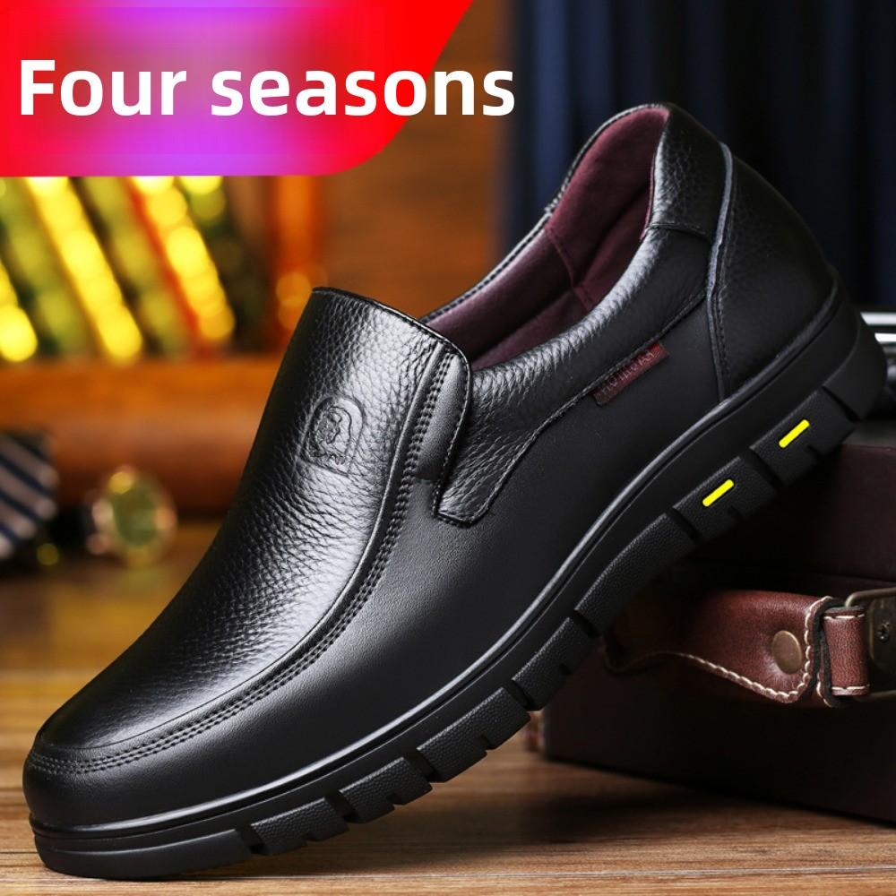 Mens Summer Leather Sandals Breathable Soft Sole Hollow Out Casual Shoes Big Size for Dad Elderly