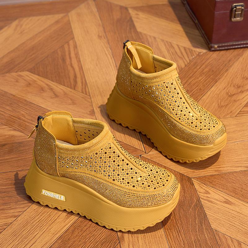 Leather dad shoes casual shoes women's summer new punched breathable thick sole versatile height increase retro women's shoes trend