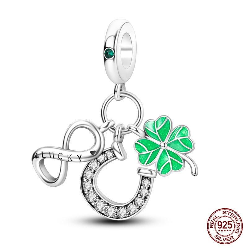 Fashion Copper Lucky Four Leaf Clover Series Charms Beads Fit Qikaola Original Bracelet Fine Diy Birthday Jewelry