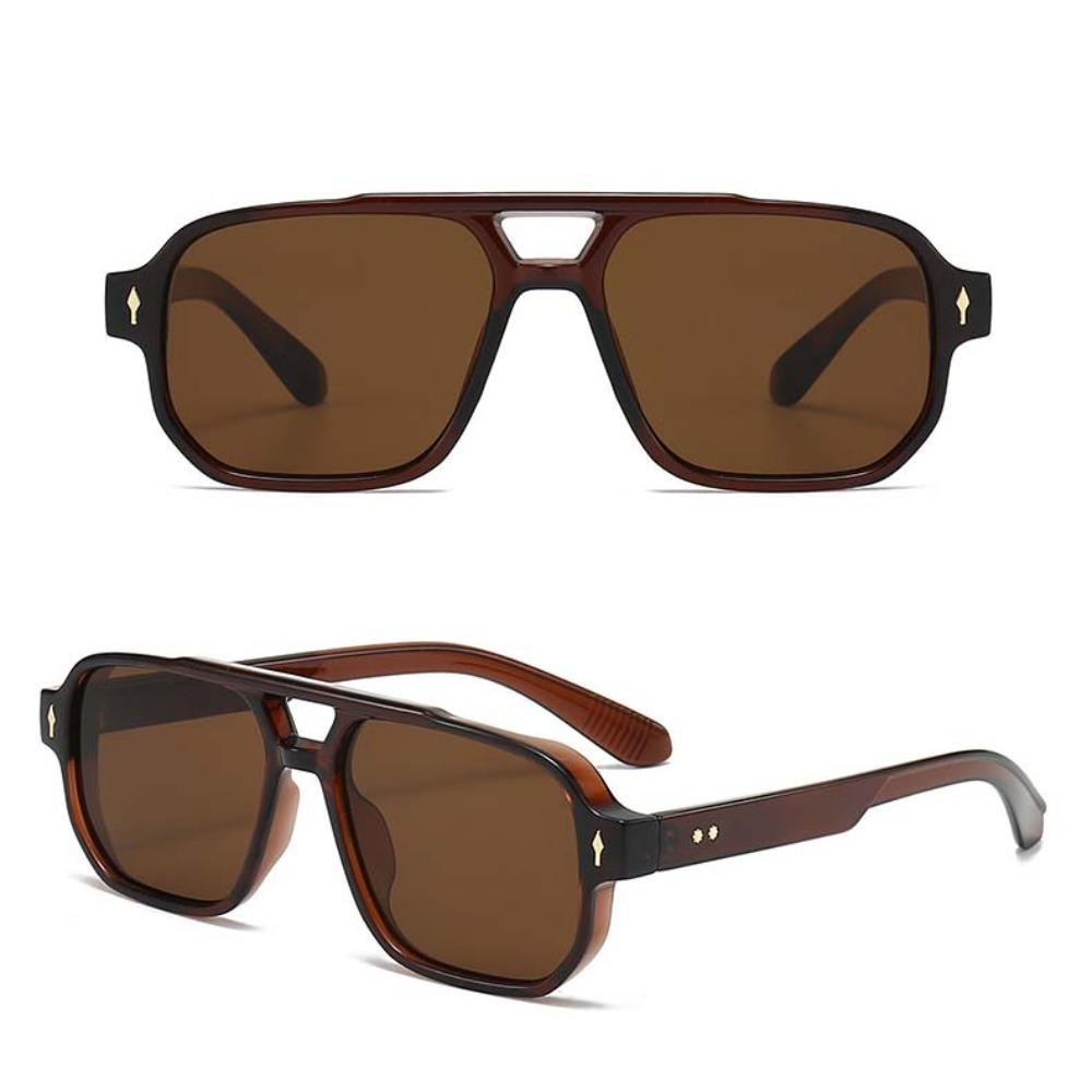 Retro Double Beam Sunnies HD Anti-UV Glasses Catwalk Unisex Polarized Sunglasses  Summer