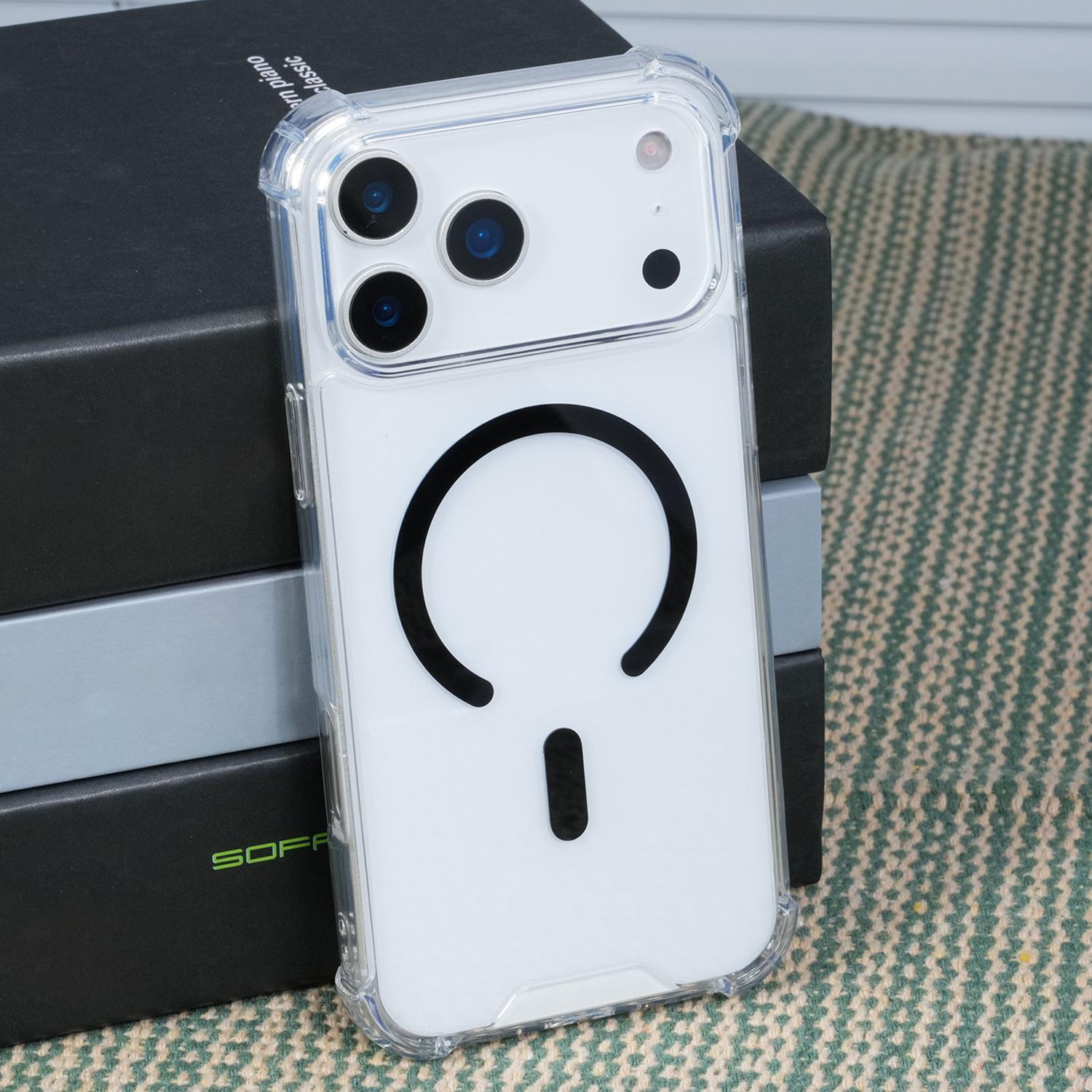 

Чехол для iPhone 17 ProMax с магнитной зарядкой Magsafe для iPhone 17 16 15 14 13 12 11 Pro Max Plus, противоударный, прозрачный, жесткий, из поликарбоната For iphone 11 чёрный