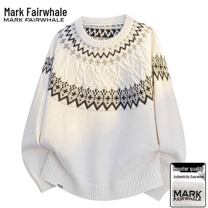 Мужской повседневный джемпер с круглым вырезом Mark Fairwhale M грязно-белый