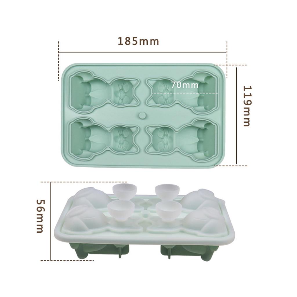 1/2/4PCS Cute 3D Cat Ice Cube Mold Silicone Easy Release BPA Free Ice Block Maker for Kitchen Household Fun Cat Shaped Ice Tray