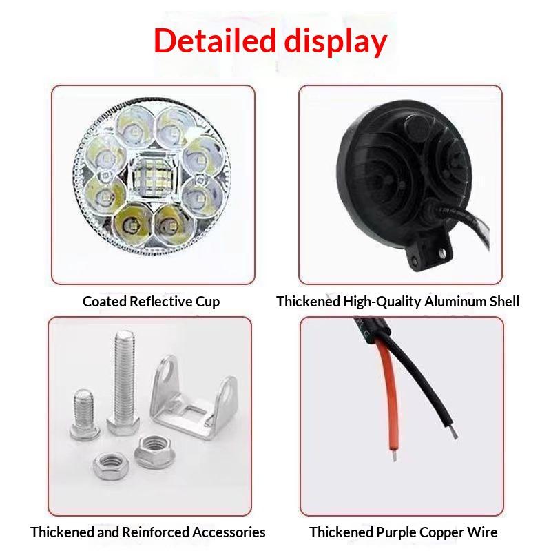 Round Led Spotlight High Brightness Beads Waterproof Universal Auxiliary Lamp For Motorcycle Offroad Night Use