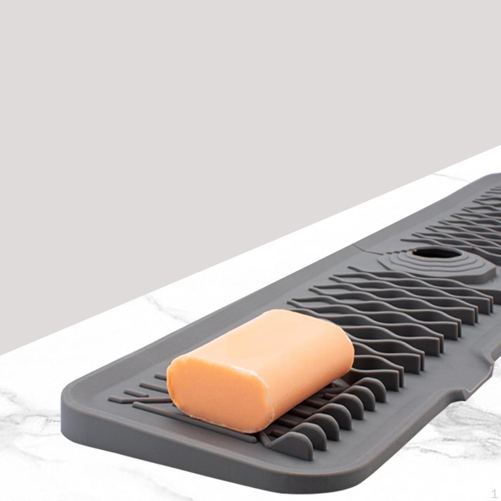 Kitchen Silicone Faucet Catcher Tray Mat Foldable Length 61cm Keep Your Countertop Dried and Clean