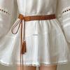 Ethnic Style Brown Leather Waist Belt for Women's Dress Decoration - Ideal for Desert Tourism & Northwest Travel Outfits